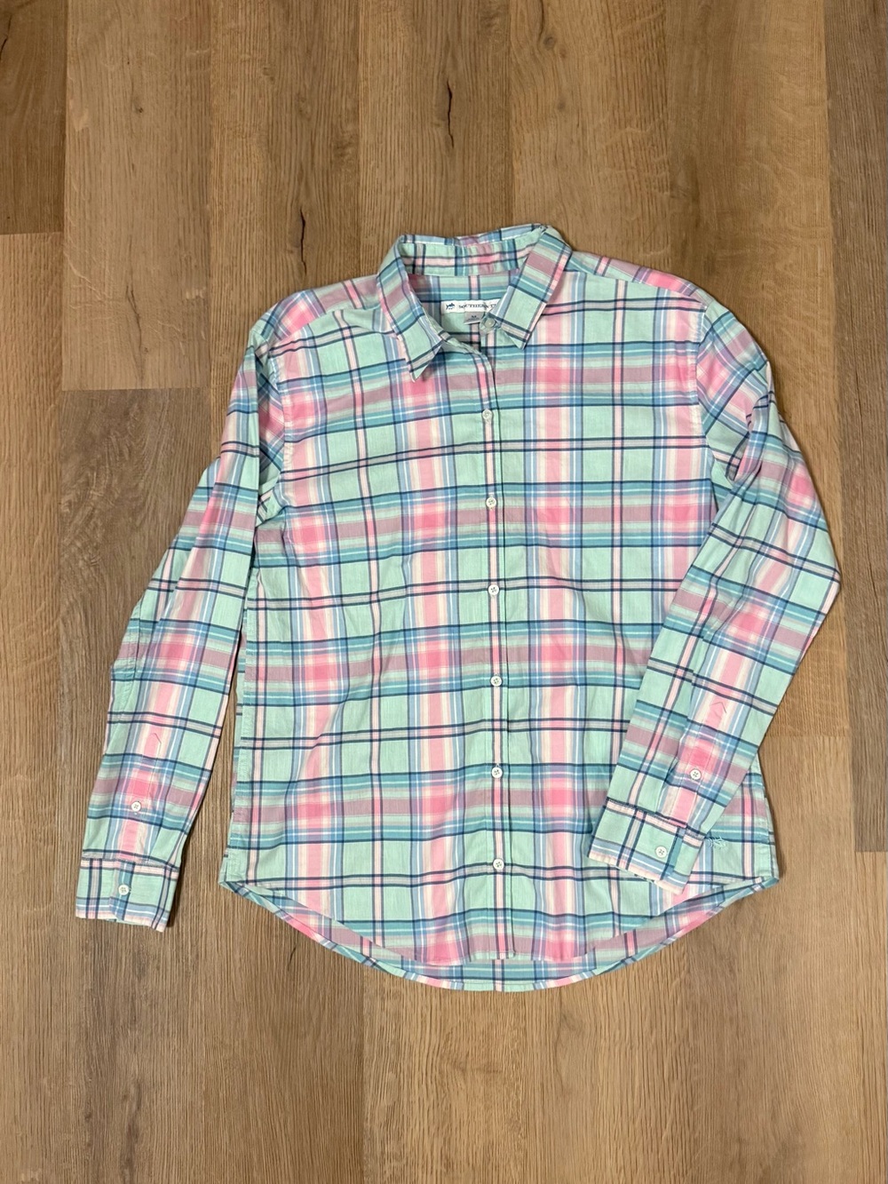 Southern Tide Plaid Button Down Shirt Men’s Medium Pink Blue Green